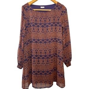 En Crème Art Deco Groovy Purple Shift Dress size M